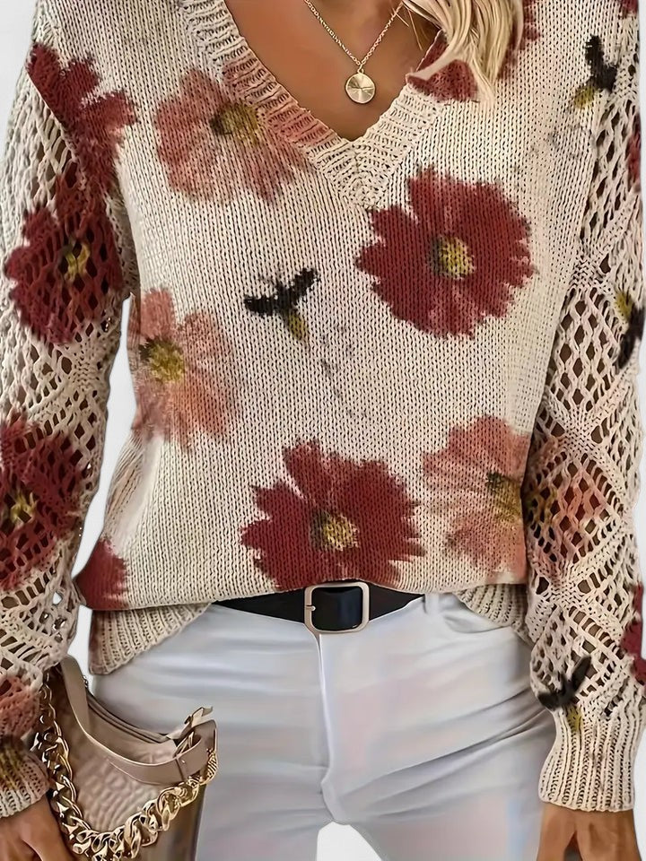 Women's Lightweight Floral Knit Jumper