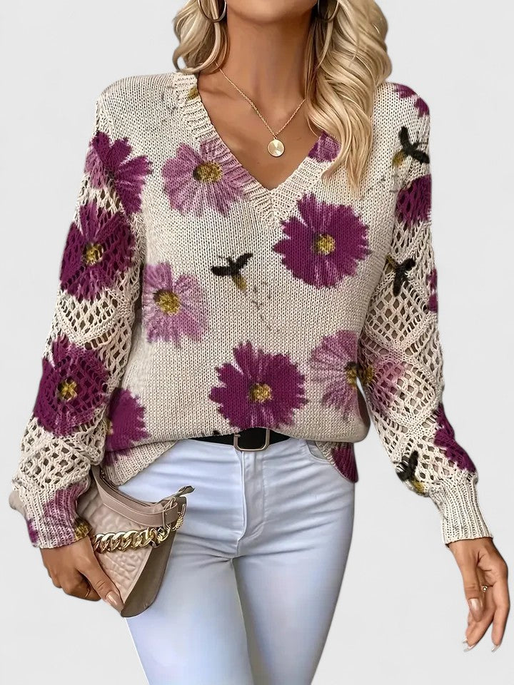 Women's Lightweight Floral Knit Jumper