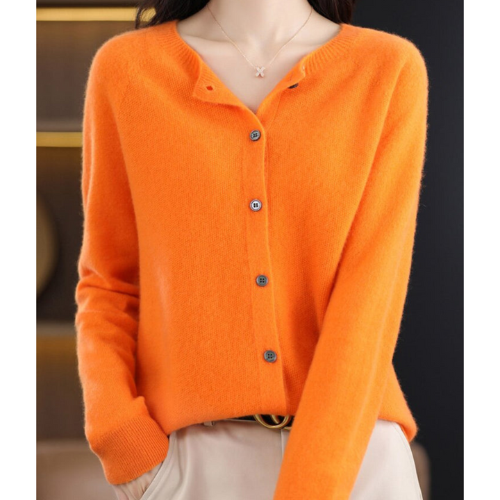 Women's Lightweight Cashmere Cardigan with Button Up and Long Sleeves