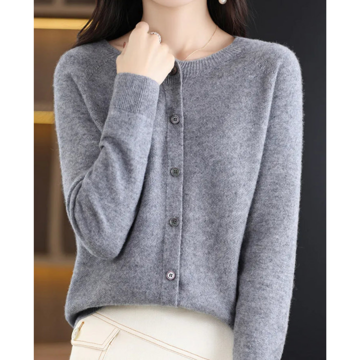 Women's Lightweight Cashmere Cardigan with Button Up and Long Sleeves