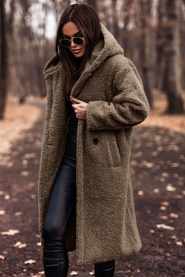 Women's Cosy Wool Coat with Double-Breasted Front