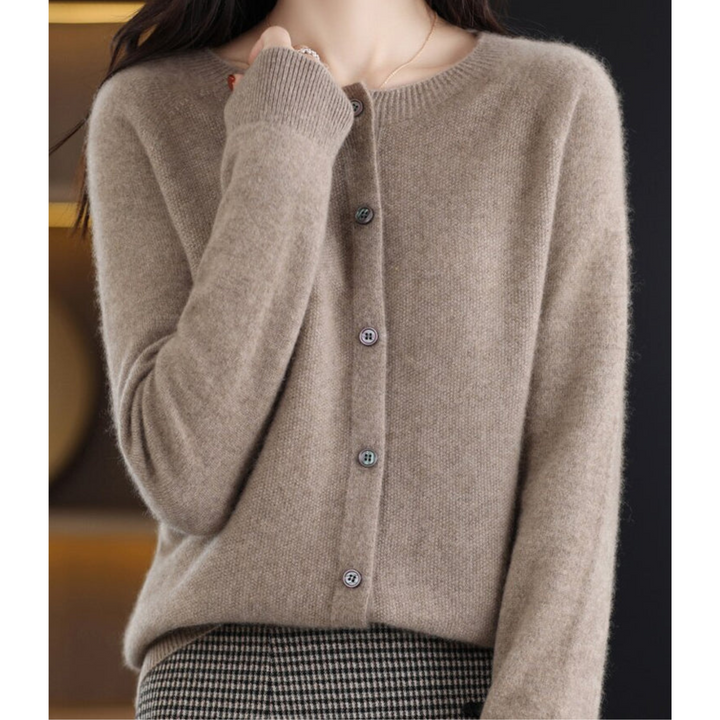 Women's Lightweight Cashmere Cardigan with Button Up and Long Sleeves
