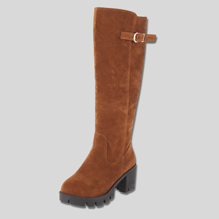 Women's Stylish Suede Knee High Boots with Block Heel