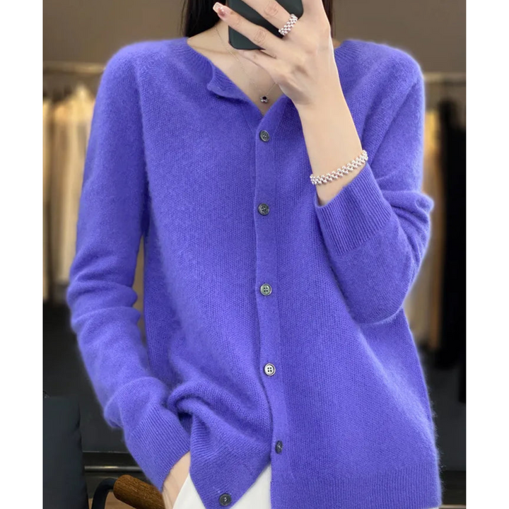 Women's Lightweight Cashmere Cardigan with Button Up and Long Sleeves