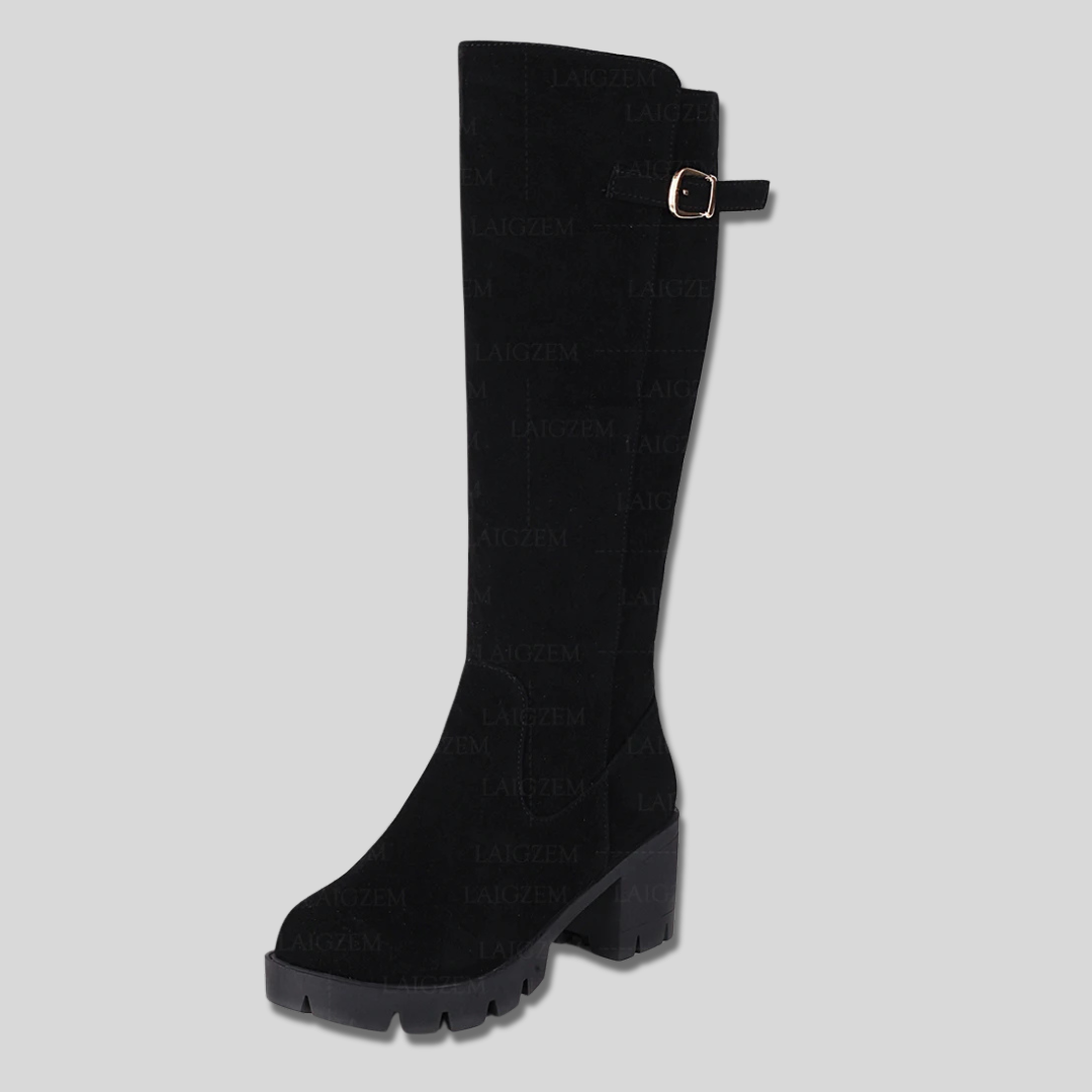 Women's Stylish Suede Knee High Boots with Block Heel