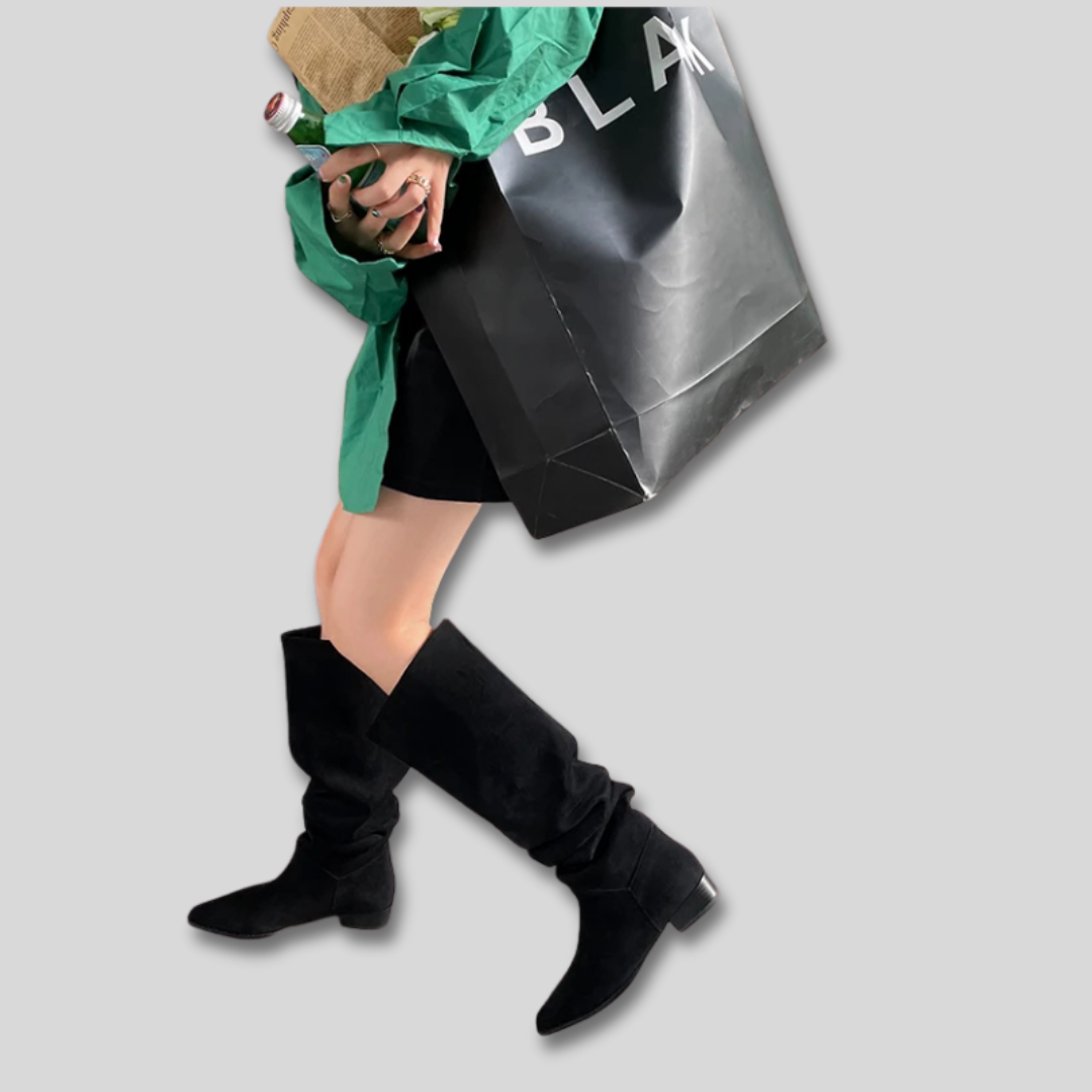 Women's Elegant Suede Block Heel Knee High Boots