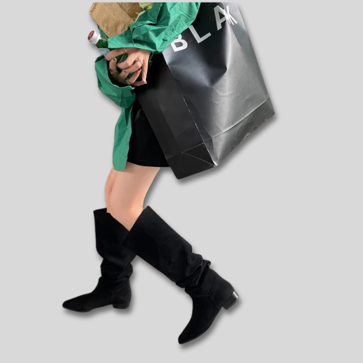 Women's Elegant Suede Block Heel Knee High Boots