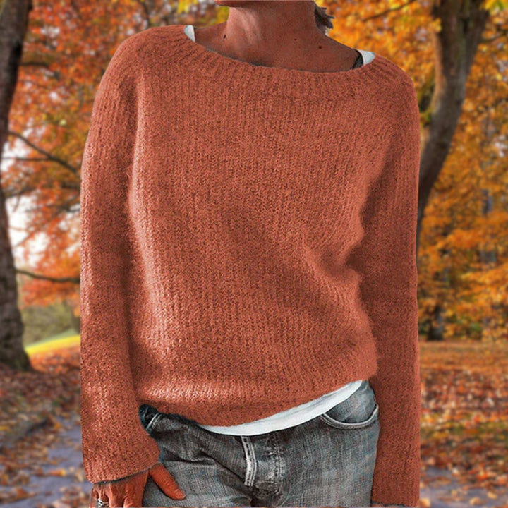 Women's Relaxed Merino Wool Sweater with Long Sleeves and Round Neckline