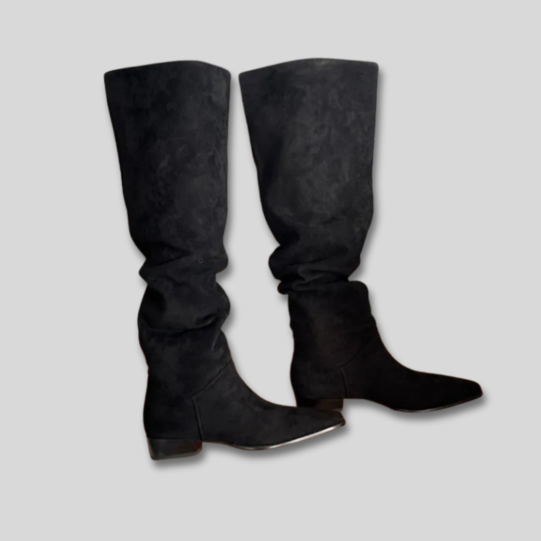 Women's Elegant Suede Block Heel Knee High Boots