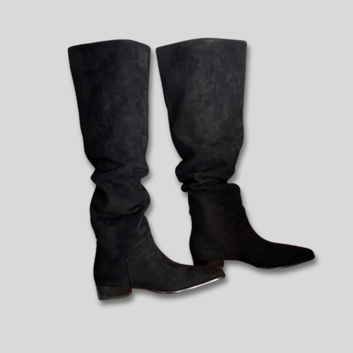 Women's Elegant Suede Block Heel Knee High Boots