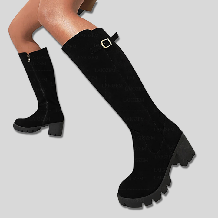 Women's Stylish Suede Knee High Boots with Block Heel
