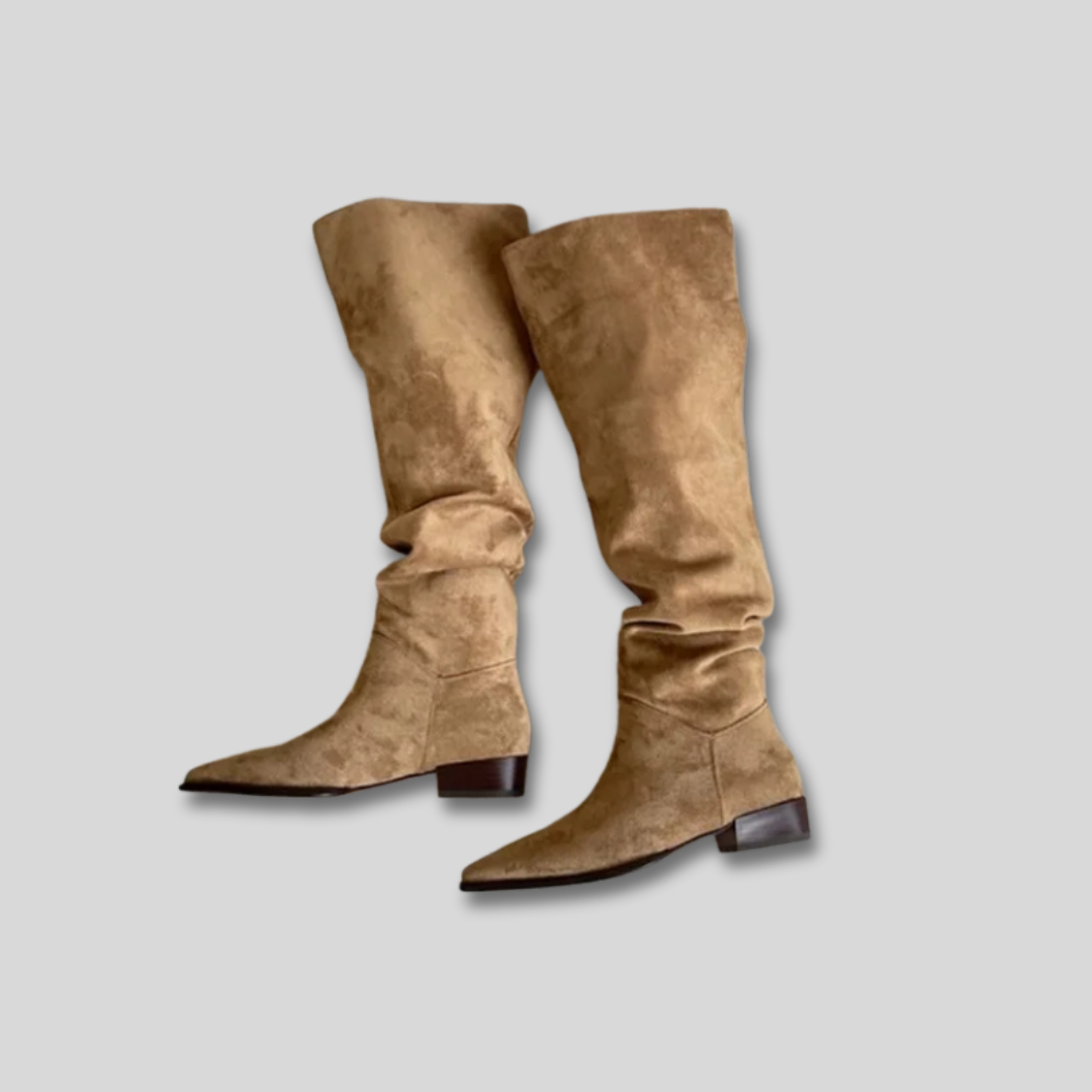 Women's Elegant Suede Block Heel Knee High Boots