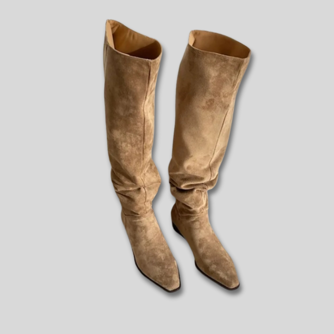 Women's Elegant Suede Block Heel Knee High Boots