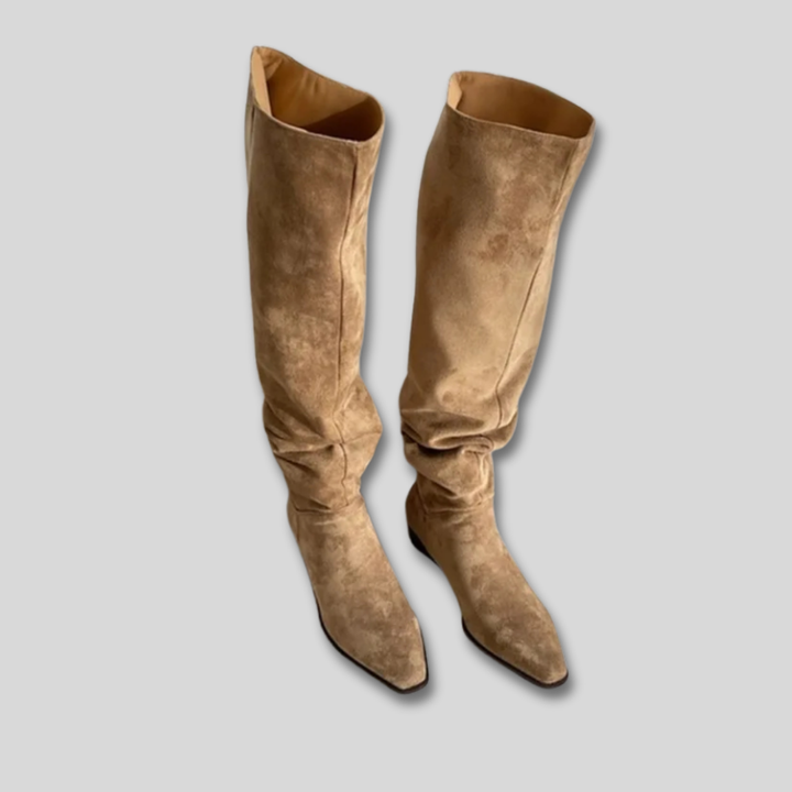 Women's Elegant Suede Block Heel Knee High Boots