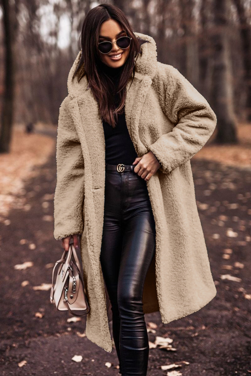 Women's Cosy Wool Coat with Double-Breasted Front