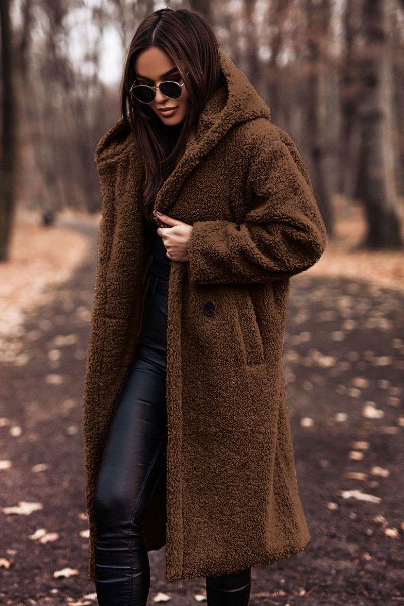 Women's Cosy Wool Coat with Double-Breasted Front