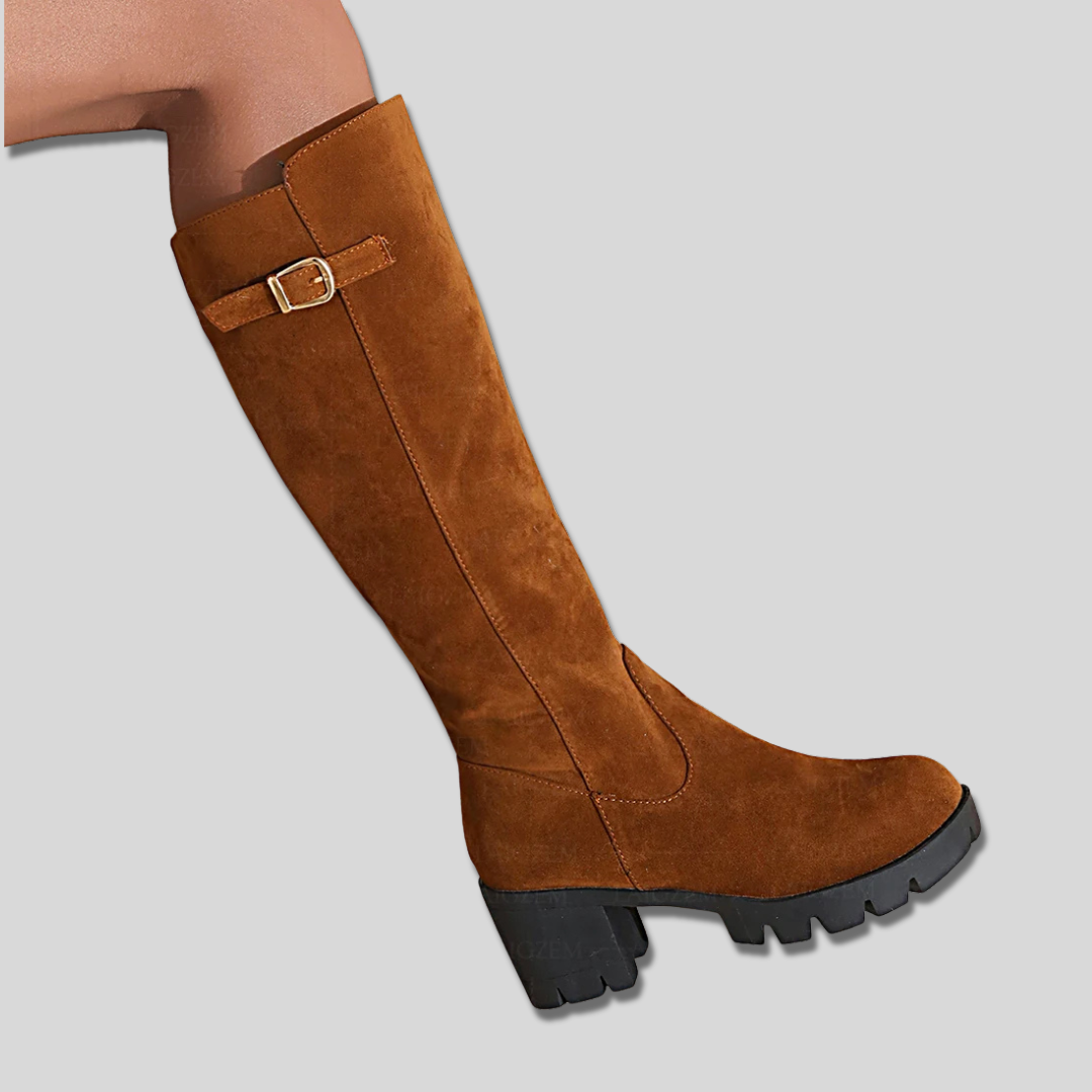 Women's Stylish Suede Knee High Boots with Block Heel