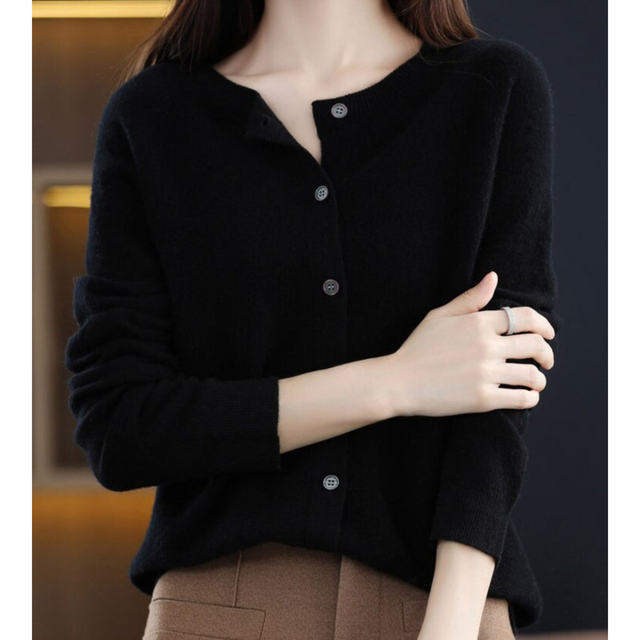 Women's Lightweight Cashmere Cardigan with Button Up and Long Sleeves