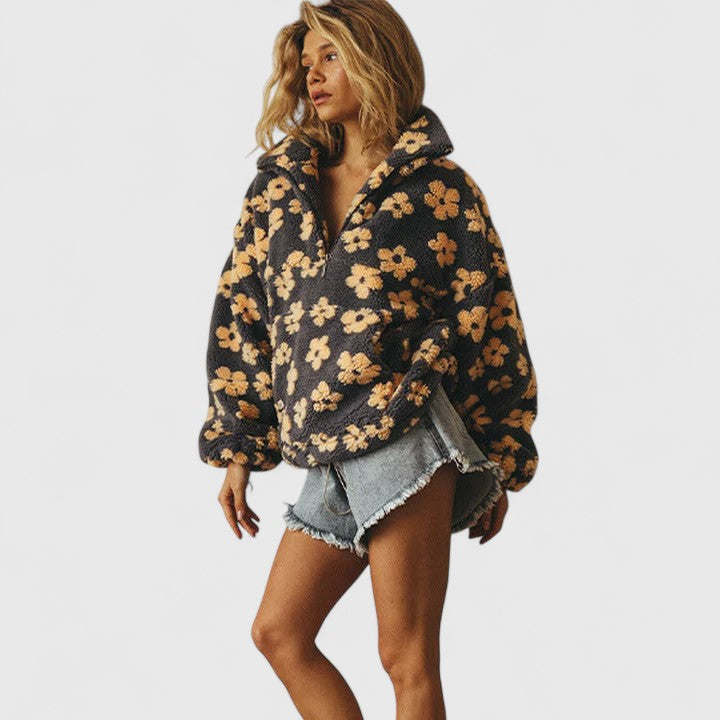 Women's Chic Oversized Chunky Knit Half Zip Sweater