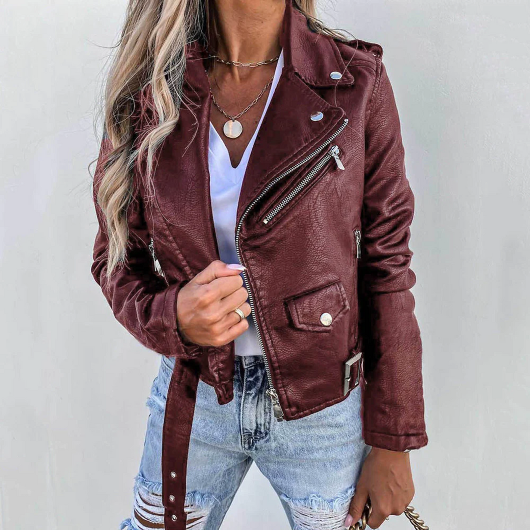 Women's Elegant Black Faux Leather Jacket