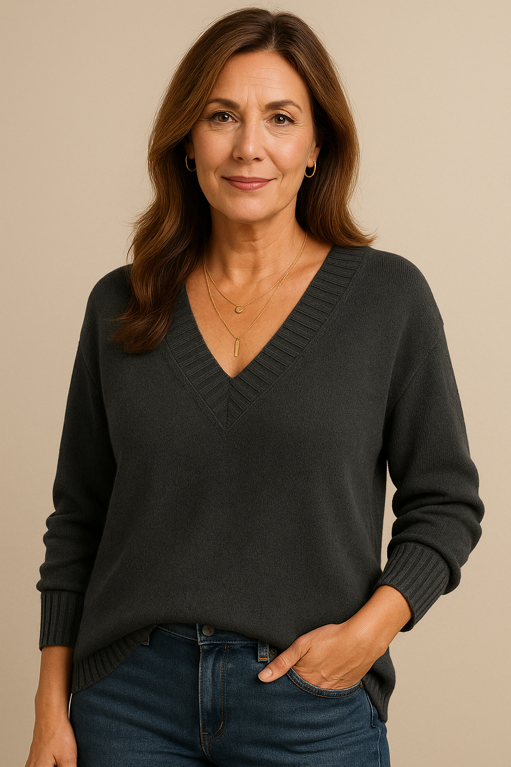 Women's Beautiful V Neck Knit Jumper