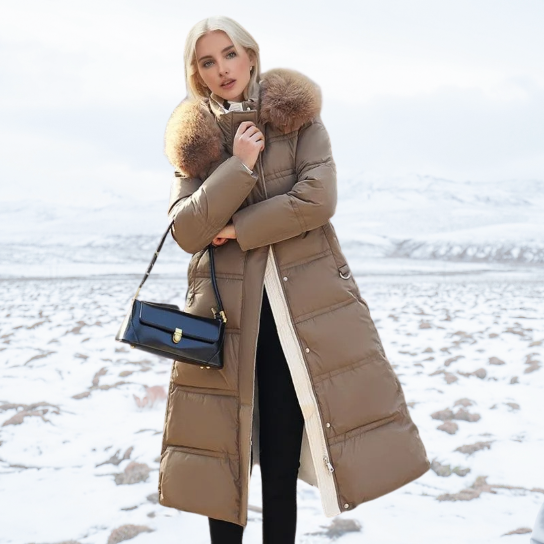 Women's Relaxed Waterproof Long Winter Parka with Fur Hood