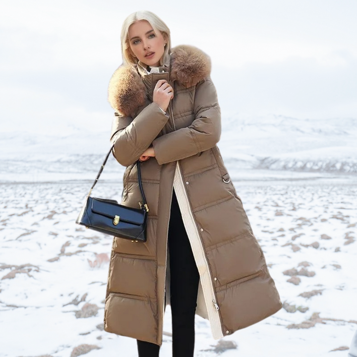 Women's Relaxed Waterproof Long Winter Parka with Fur Hood