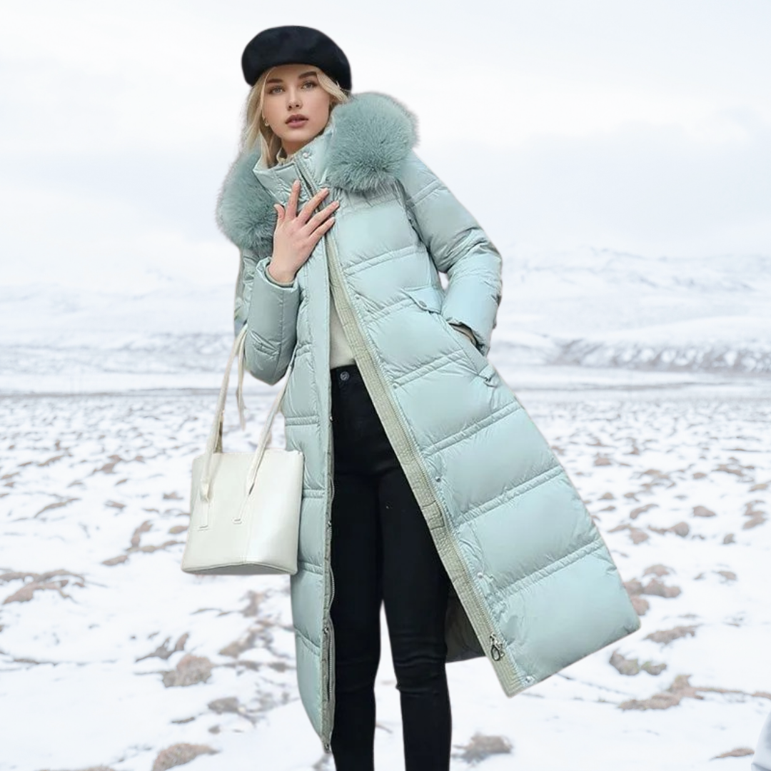 Women's Relaxed Waterproof Long Winter Parka with Fur Hood