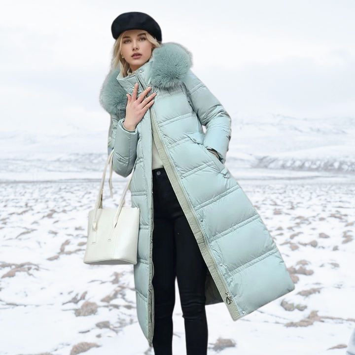 Women's Relaxed Waterproof Long Winter Parka with Fur Hood