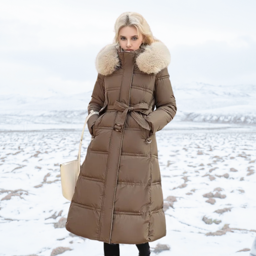 Women's Relaxed Waterproof Long Winter Parka with Fur Hood
