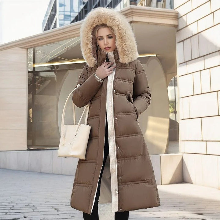 Women's Relaxed Waterproof Long Winter Parka with Fur Hood