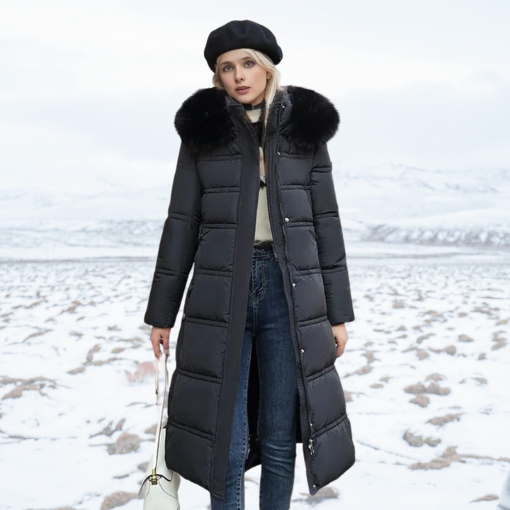 Women's Relaxed Waterproof Long Winter Parka with Fur Hood