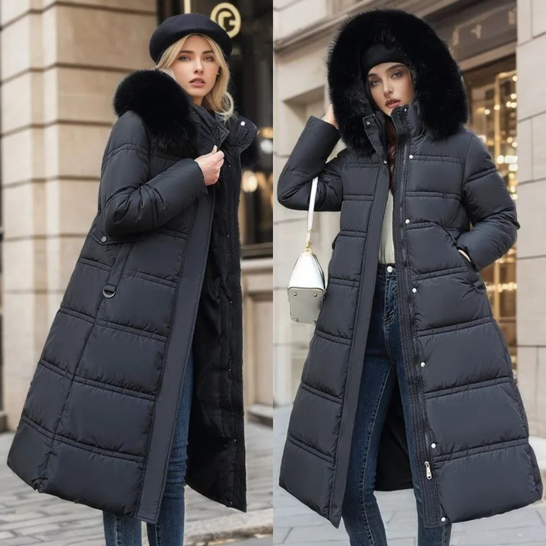 Women's Relaxed Waterproof Long Winter Parka with Fur Hood