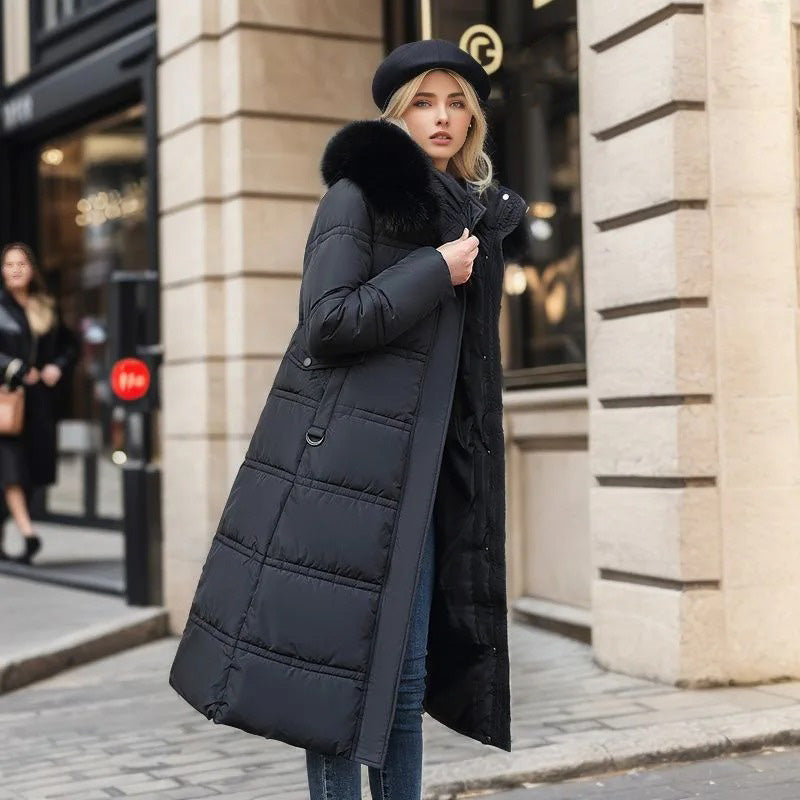 Women's Relaxed Waterproof Long Winter Parka with Fur Hood