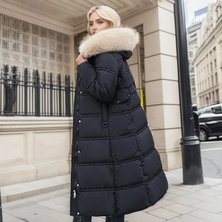 Women's Relaxed Waterproof Long Winter Parka with Fur Hood