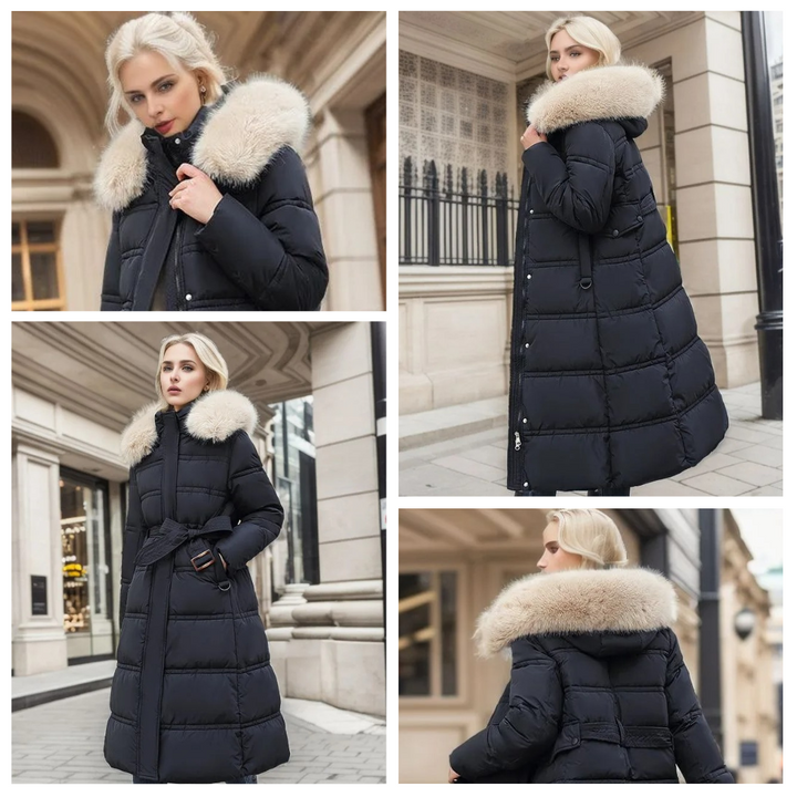 Women's Relaxed Waterproof Long Winter Parka with Fur Hood
