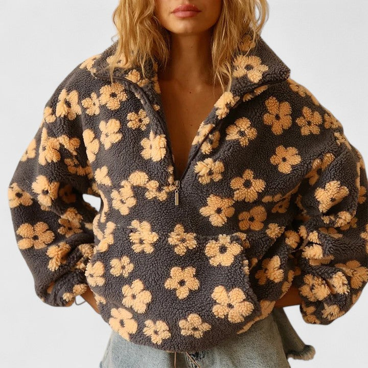 Women's Chic Oversized Chunky Knit Half Zip Sweater