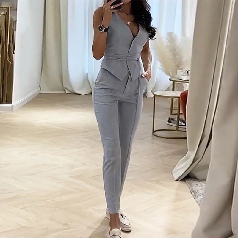 Women Clothing Suit Two Piece Vest Set