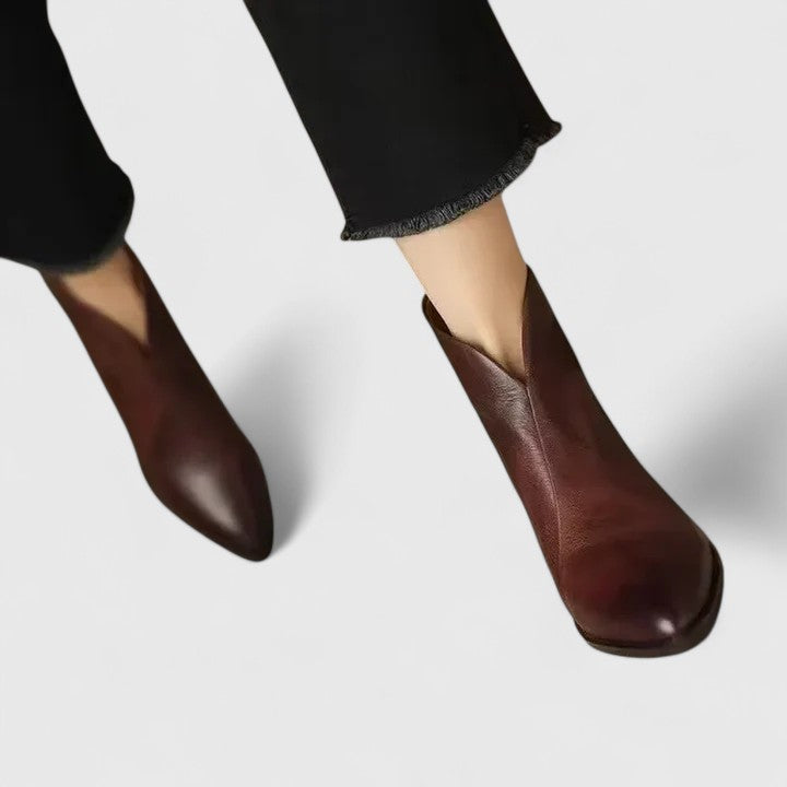 Women's Beautiful Pointed Toe Ankle Boots with Block Heel