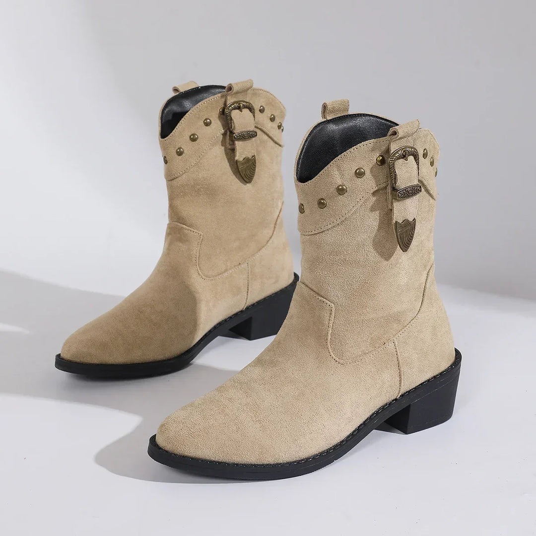 Women's Pretty Ankle Boots with Pointed Toe and Block Heel
