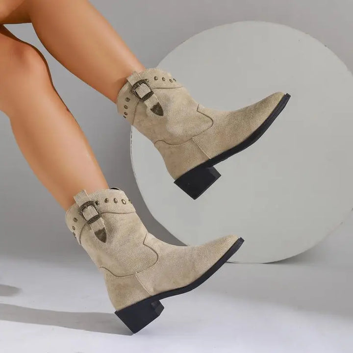 Women's Pretty Ankle Boots with Pointed Toe and Block Heel