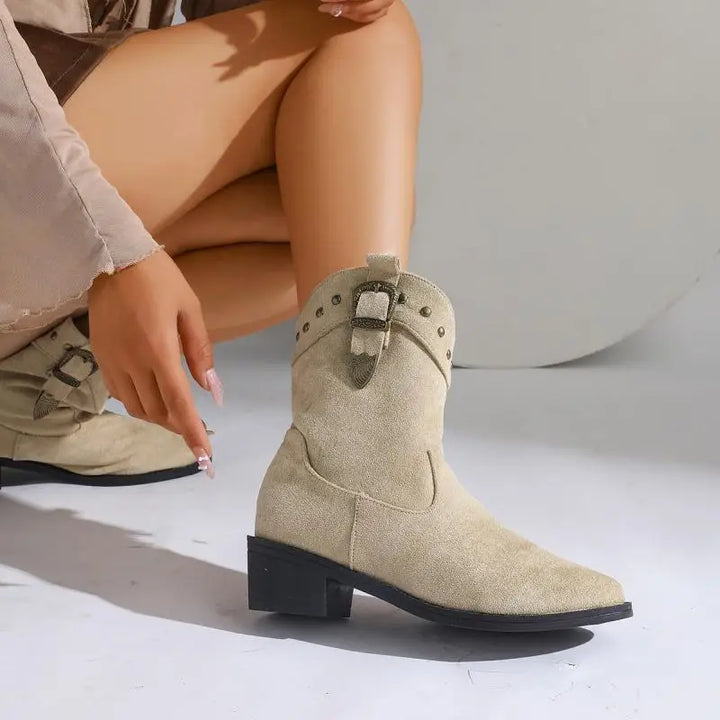 Women's Pretty Ankle Boots with Pointed Toe and Block Heel