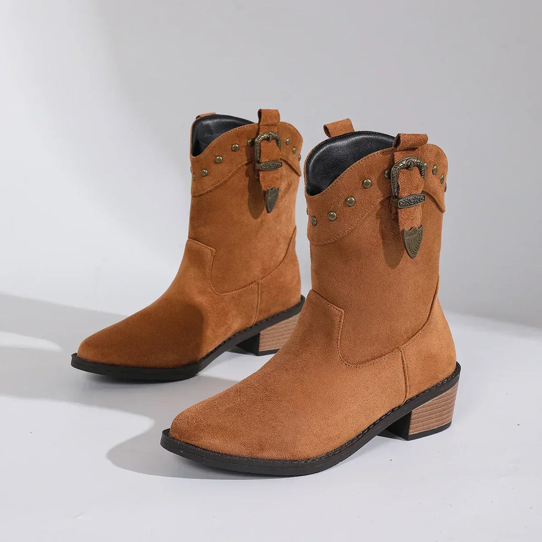 Women's Pretty Ankle Boots with Pointed Toe and Block Heel