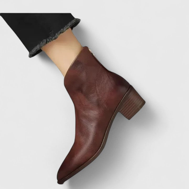 Women's Beautiful Pointed Toe Ankle Boots with Block Heel