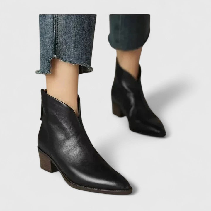 Women's Beautiful Pointed Toe Ankle Boots with Block Heel