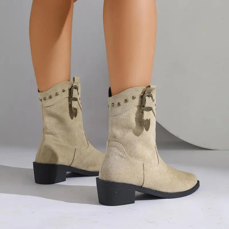 Women's Pretty Ankle Boots with Pointed Toe and Block Heel