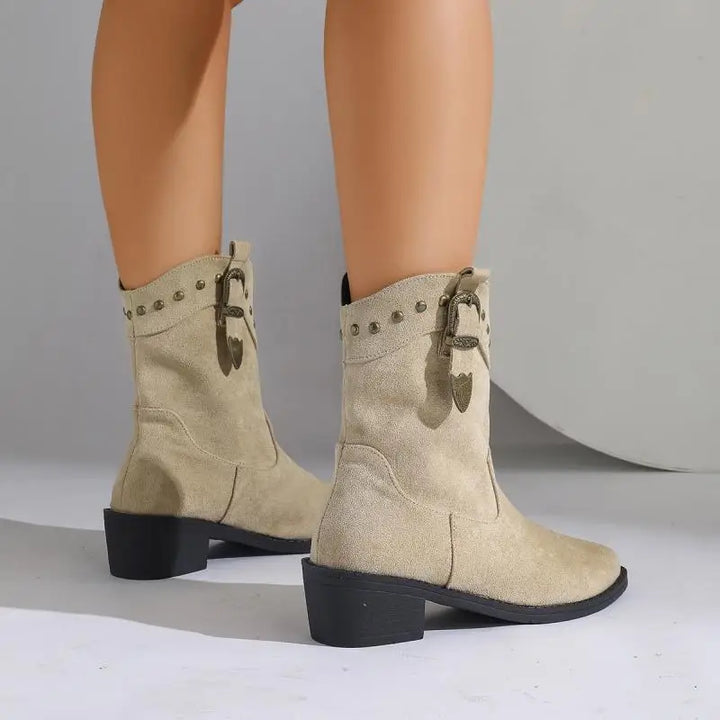 Women's Pretty Ankle Boots with Pointed Toe and Block Heel