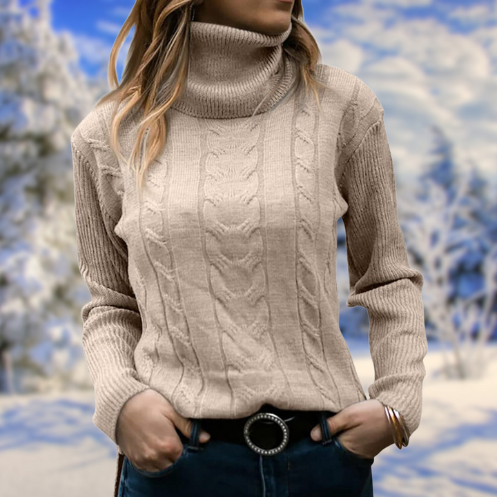 Women's Sophisticated Cable Knit Turtleneck Jumper