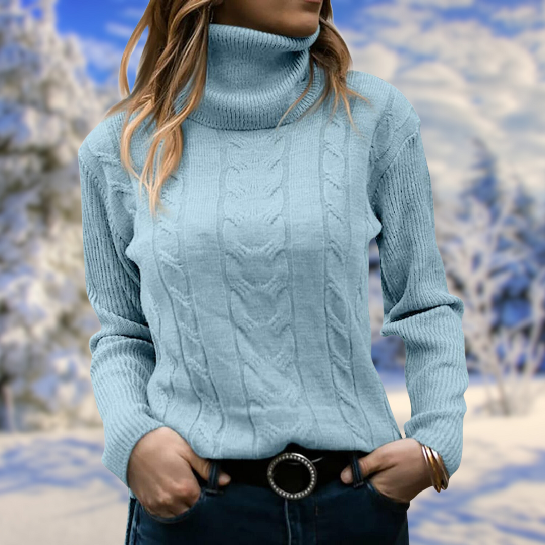 Women's Sophisticated Cable Knit Turtleneck Jumper