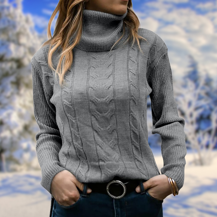 Women's Sophisticated Cable Knit Turtleneck Jumper
